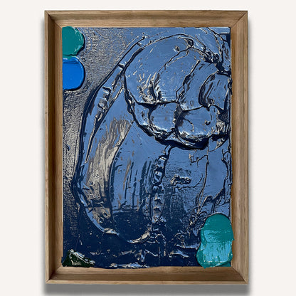 Navy Blue Dot Impasto - Original painting by Tory Burke
