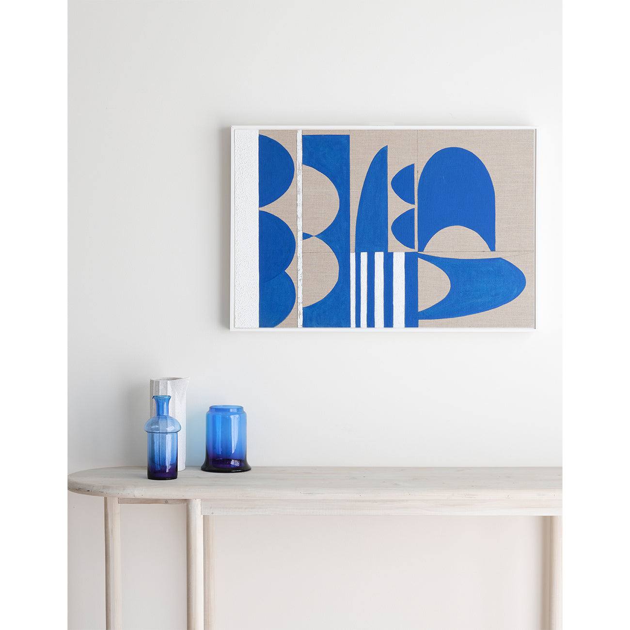 Greek Blue Stucco - Abstract wall art in a hallway 